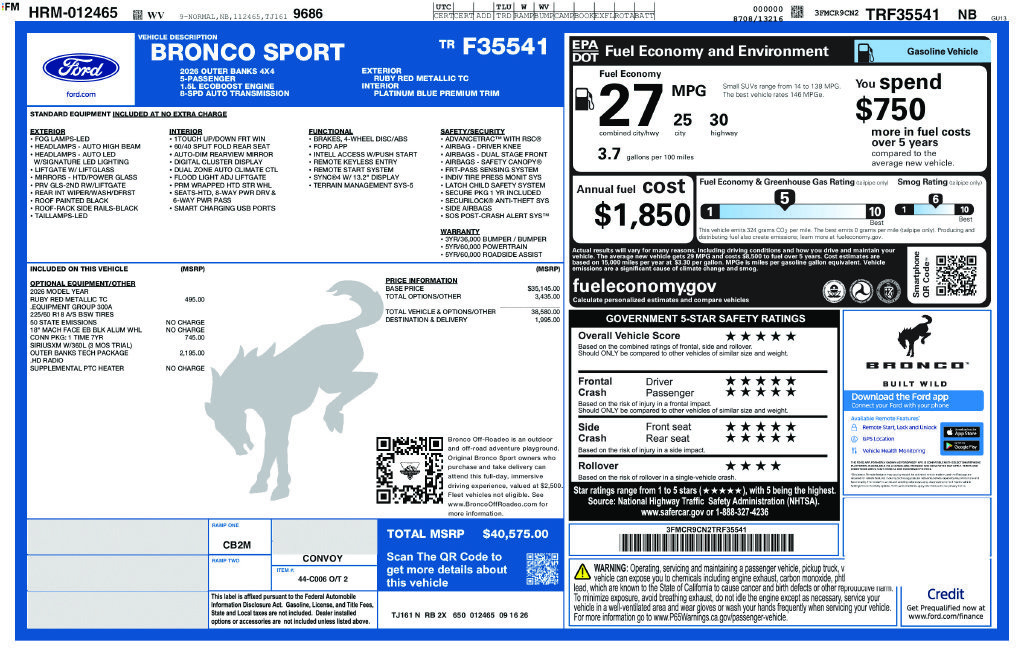 New 2026 Ford Bronco Sport Outer Banks w/ Outer Banks Tech Package+ AWD/4WD image 6