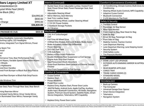 Used 2022 Subaru Legacy Limited XT w/ Popular Package #2 AWD/4WD image 7