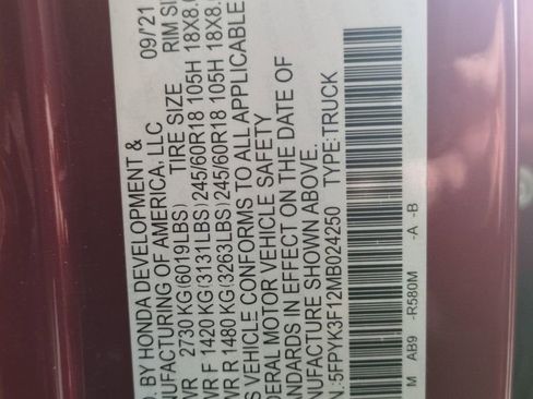 Certified 2021 Honda Ridgeline Sport image 32