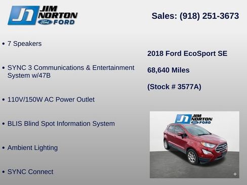 Used 2018 Ford EcoSport SE w/ SE Convenience Package FWD image 14