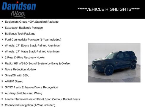 New 2026 Ford Bronco Sport Badlands w/ Sasquatch Badlands Package AWD/4WD image 4