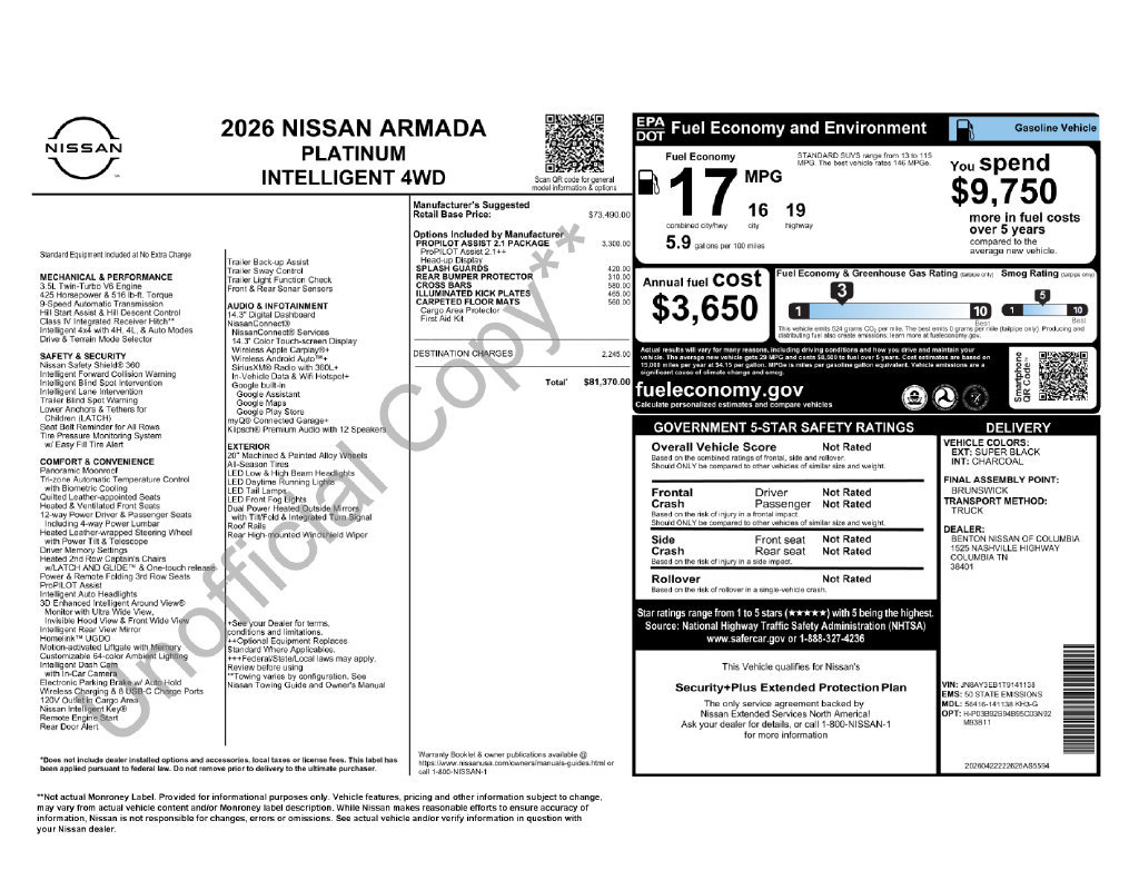 Certified 2026 Nissan Armada Platinum AWD/4WD image 43