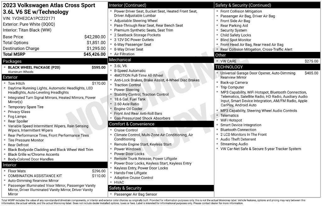 Used 2023 Volkswagen Atlas Cross Sport SE w/ Black Wheel Package AWD/4WD image 31