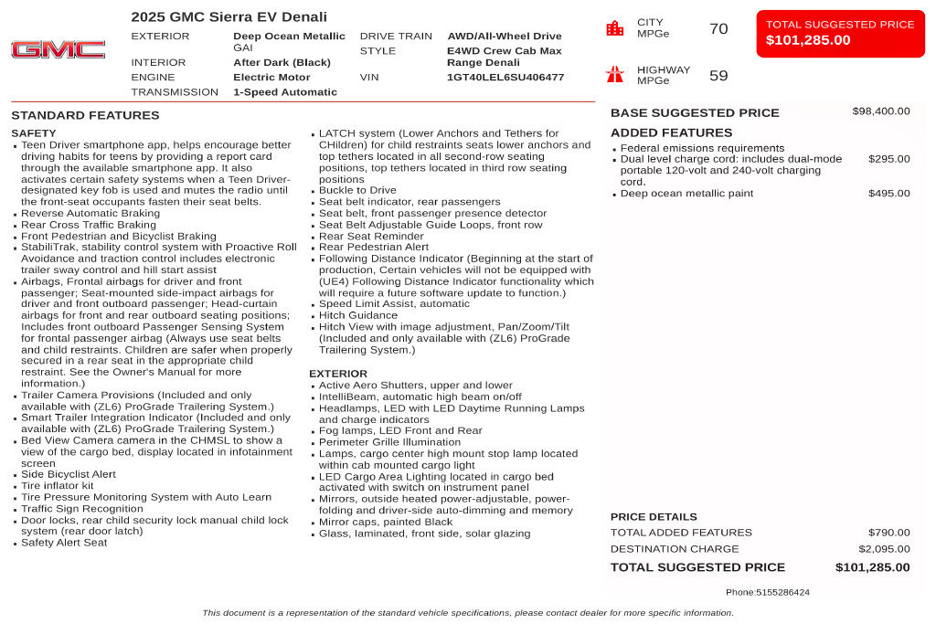 Used 2025 GMC Sierra EV Denali AWD/4WD image 3