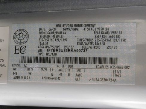 Used 2024 Ford Transit 250 148 High Roof Extended AWD w/ Load Area Protection Package image 89