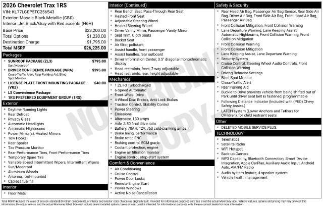 New 2026 Chevrolet Trax RS w/ Sunroof Package FWD image 4