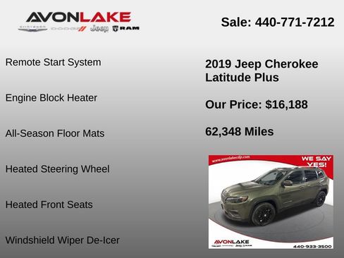 Used 2019 Jeep Cherokee Latitude Plus w/ Cold Weather Group image 12
