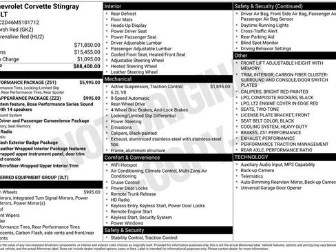 Used 2021 Chevrolet Corvette Stingray Premium Cpe w/ Z51 Performance Package image 6