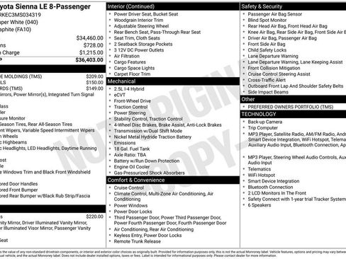 Used 2021 Toyota Sienna LE FWD image 9