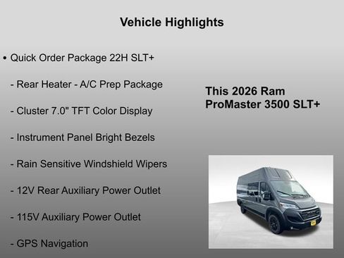 New 2026 RAM ProMaster 3500 w/ Quick Order Package 22H SLT+ image 10