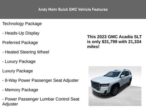 Used 2023 GMC Acadia SLT w/ Technology Package FWD image 8