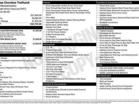 Used 2022 Jeep Cherokee Trailhawk w/ Premium Leather Package image 41