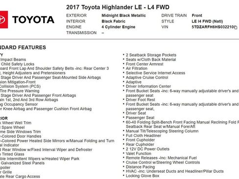 Used 2017 Toyota Highlander LE FWD image 19