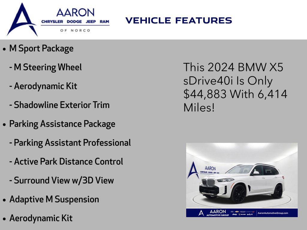 Used 2024 BMW X5 sDrive40i w/ M Sport Package RWD image 9