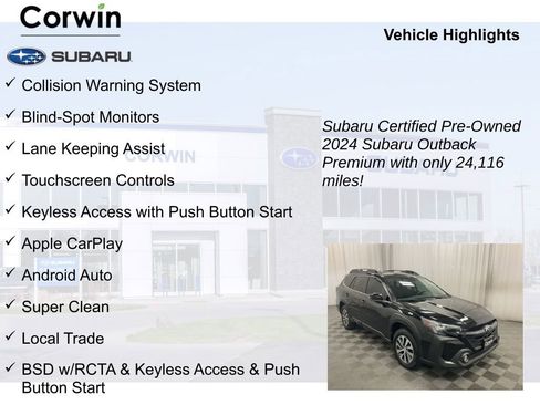 Certified 2024 Subaru Outback Premium w/ Popular Package #1 image 9