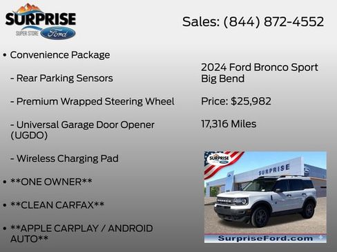 Certified 2024 Ford Bronco Sport Big Bend w/ Convenience Package AWD/4WD image 13