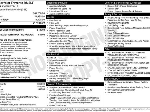 Used 2022 Chevrolet Traverse RS w/ LPO, Floor Liner Package image 32