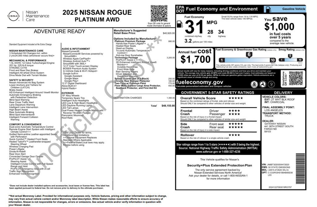Used 2025 Nissan Rogue Platinum w/ Tech Package AWD/4WD image 3
