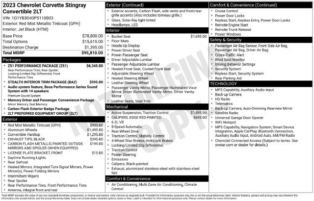Used 2023 Chevrolet Corvette Stingray Preferred Conv w/ Z51 Performance Package RWD image 10