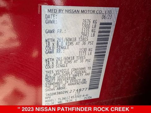 Certified 2023 Nissan Pathfinder Rock Creek AWD/4WD image 40