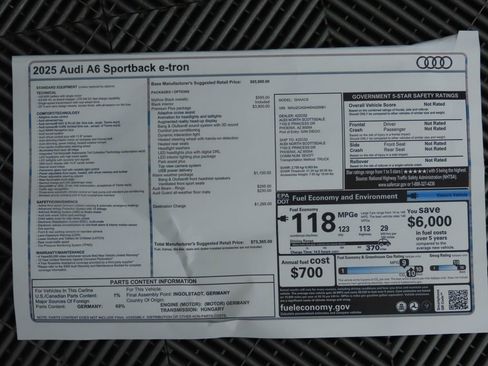 Used 2025 Audi A6 e-tron Premium Plus w/ Premium Plus image 9