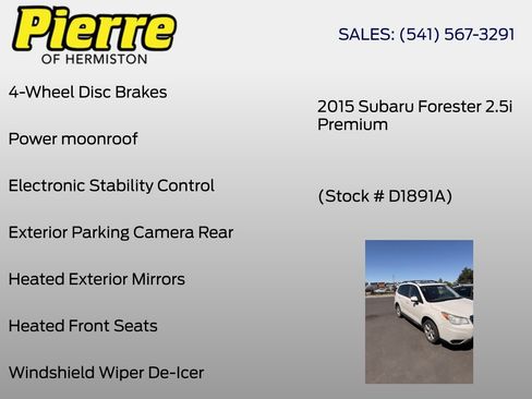 Used 2015 Subaru Forester 2.5i Premium w/ All-Weather Package AWD/4WD image 3