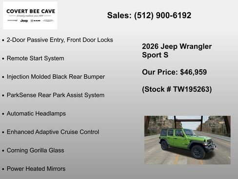 New 2026 Jeep Wrangler Unlimited Sport AWD/4WD image 30