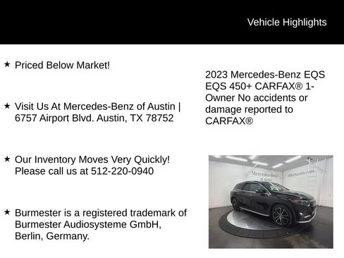 Used 2023 Mercedes-Benz EQS 450+ SUV image 6