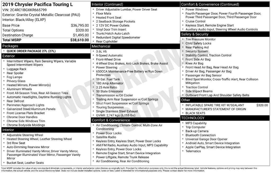 Used 2019 Chrysler Pacifica Touring-L FWD image 11