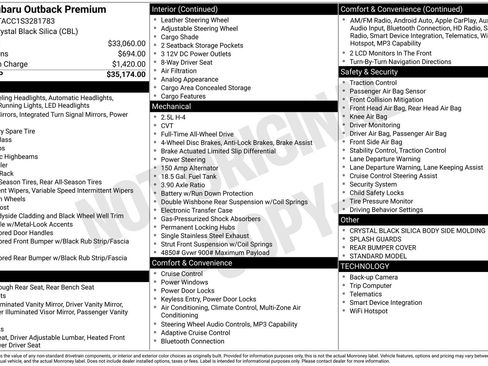 Certified 2025 Subaru Outback Premium AWD/4WD image 7