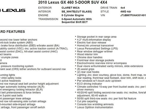 Used 2010 Lexus GX 460 AWD/4WD image 16