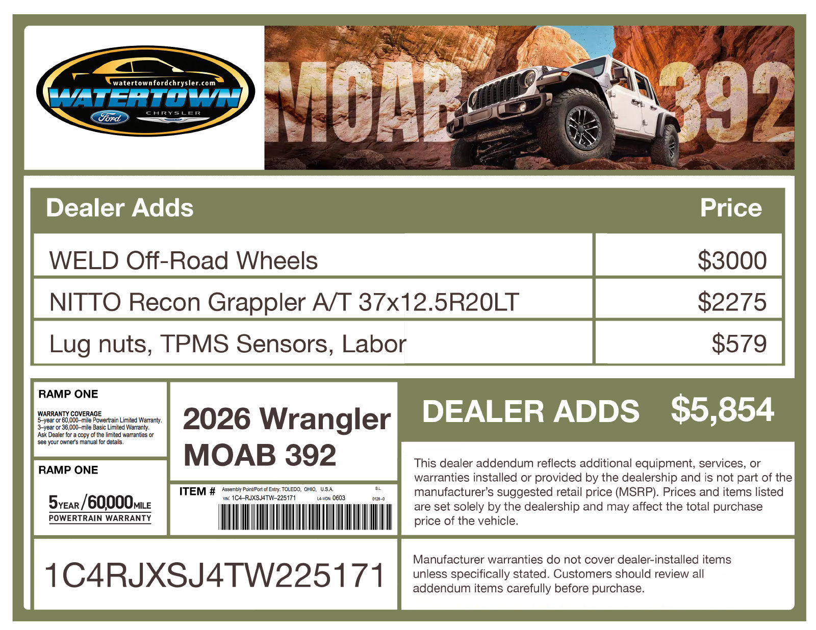 New 2026 Jeep Wrangler Unlimited Rubicon 392 w/ Quick Order Package 27X Moab AWD/4WD image 2