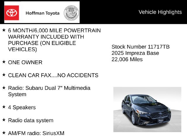 Used 2025 Subaru Impreza 2.0i AWD/4WD image 5