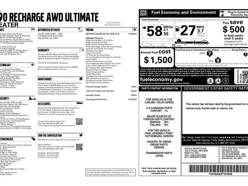 Used 2023 Volvo XC90 T8 Ultimate w/ Protection Package Premier image 59