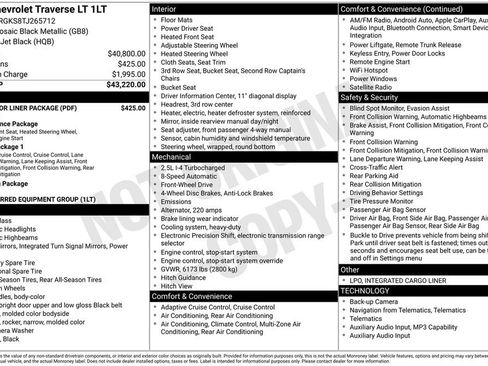 New 2026 Chevrolet Traverse LT w/ LPO, Floor Liner Package FWD image 33