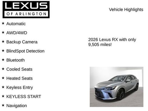 Used 2026 Lexus RX 350 Premium w/ Convenience Package AWD/4WD image 8