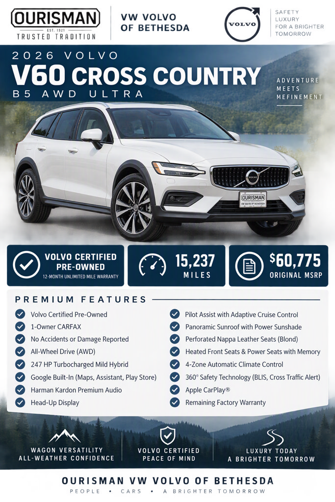 Certified 2026 Volvo V60 B5 Cross Country Ultra w/ Protection Package Premier AWD/4WD image 2