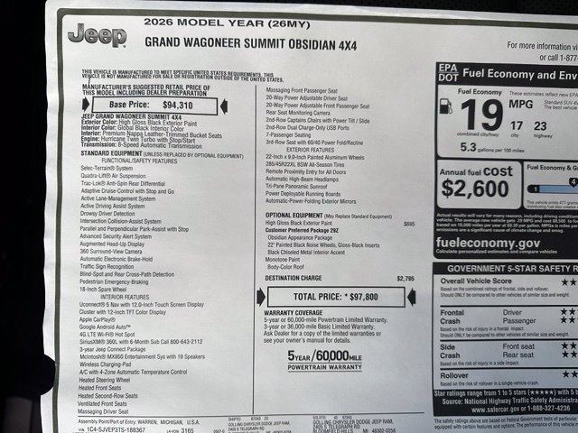 New 2026 Jeep Grand Wagoneer Summit AWD/4WD image 39