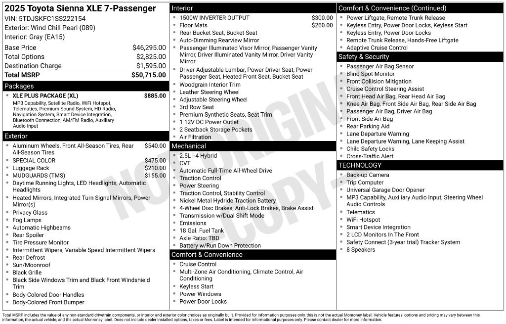 Certified 2025 Toyota Sienna XLE w/ XLE Plus Package AWD/4WD image 33