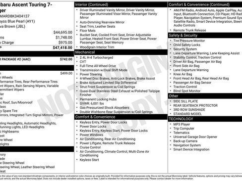 Used 2019 Subaru Ascent Touring w/ Popular Package #2 image 22