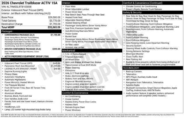 New 2026 Chevrolet TrailBlazer ACTIV w/ Convenience Package AWD/4WD image 25