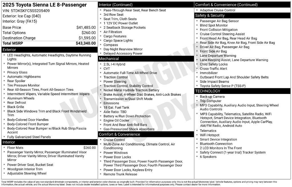 Used 2025 Toyota Sienna LE AWD/4WD image 38