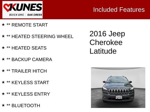 Used 2016 Jeep Cherokee Latitude w/ Comfort & Convenience Group AWD/4WD image 2