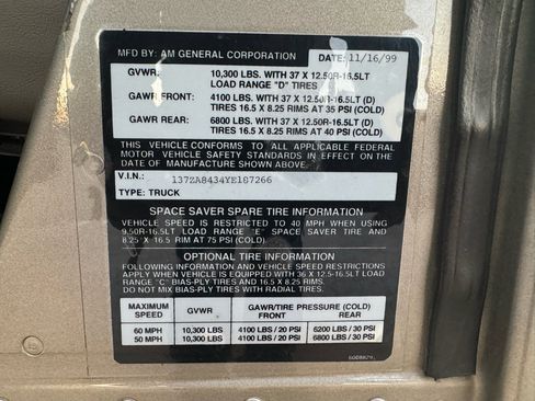 Used 2000 HUMMER H1 HMCS image 20