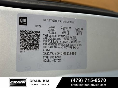 Used 2022 Chevrolet Corvette Stingray Premium Cpe w/ Engine Appearance Package image 36