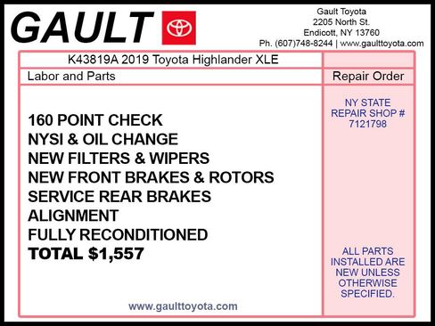 Used 2019 Toyota Highlander XLE AWD/4WD image 2