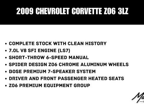 Used 2009 Chevrolet Corvette Z06 w/ Preferred Equipment Group image 2