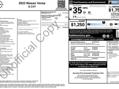 Used 2023 Nissan Versa S w/ Trunk Package image 2