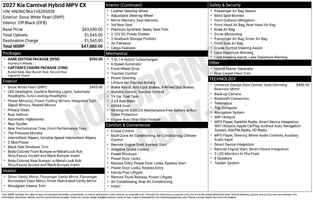 New 2027 Kia Carnival EX w/ Dark Edition Package FWD image 11