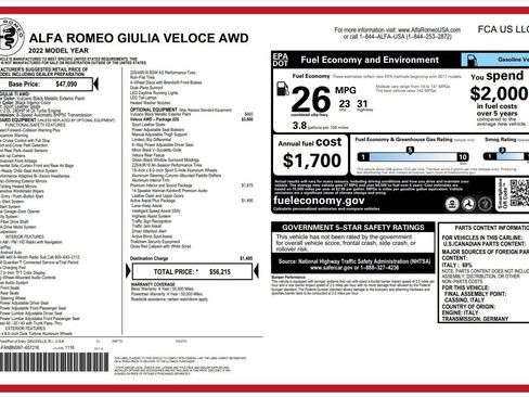 Used 2022 Alfa Romeo Giulia Veloce AWD/4WD image 24